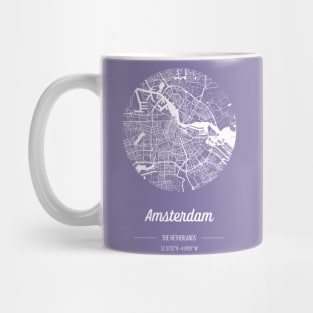 City map in purple: Amsterdam, The Netherlands, with retro vintage flair Mug